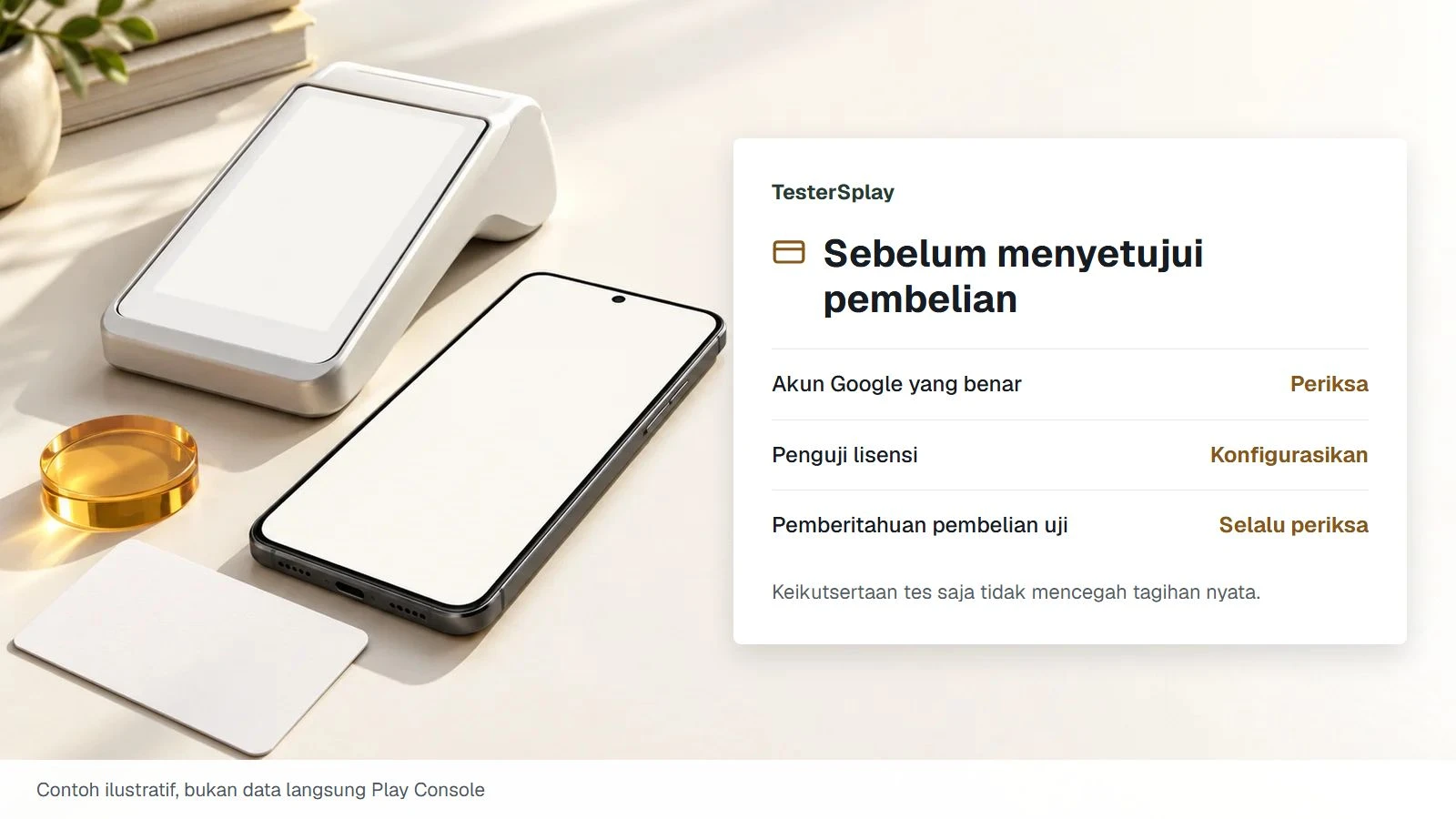 Menguji aplikasi berbayar: penguji lisensi, kode promo, dan biaya nyata
